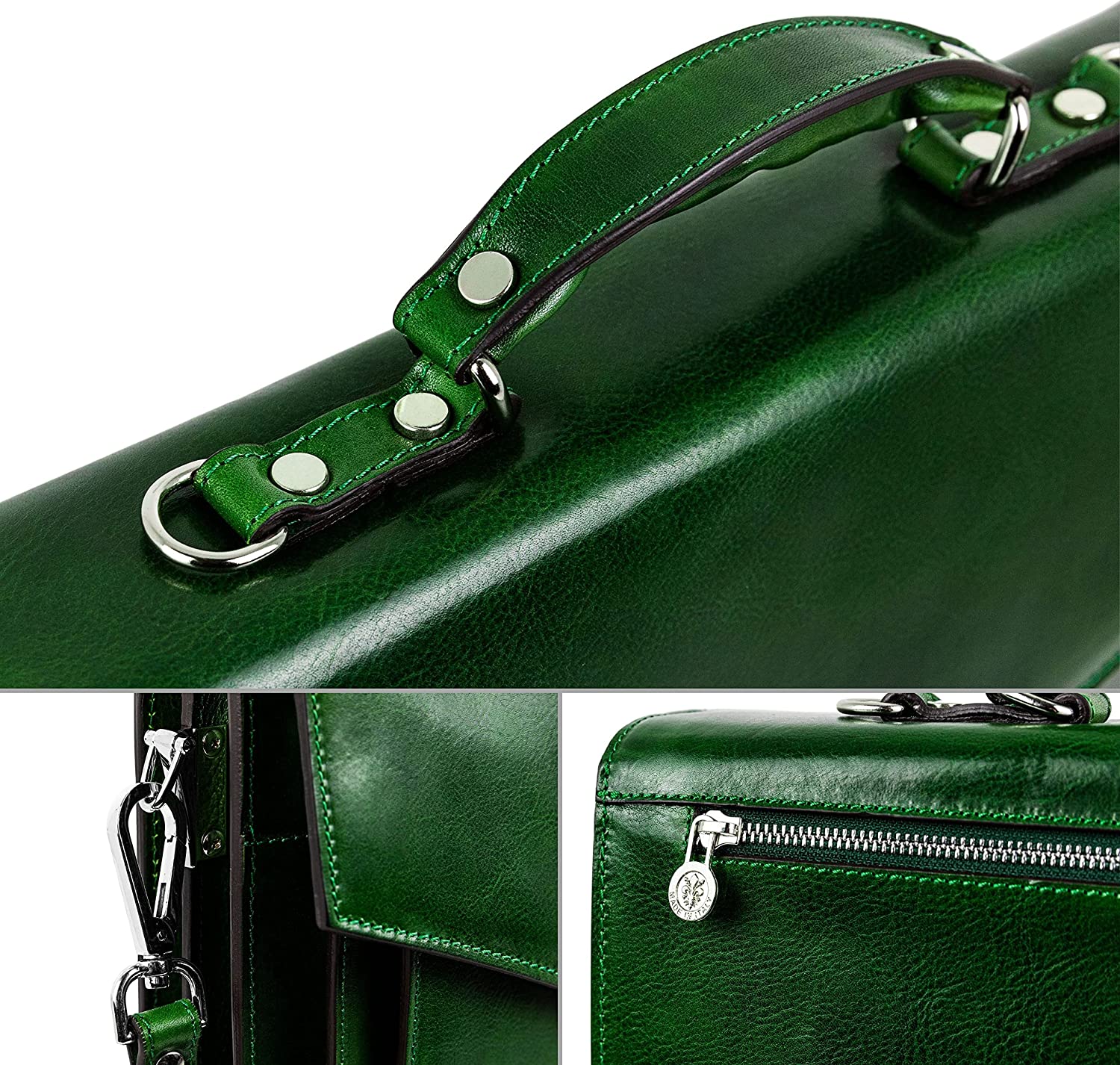 Time Resistance Leather Briefcase for Men Handmade Italian Laptop Bag Classy Orange Brown Attache Case - Image 4